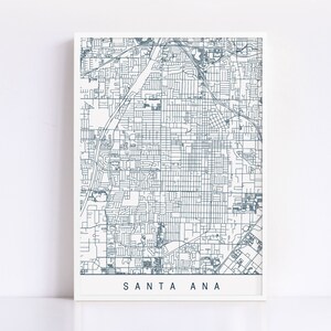 Carte de SANTA ANA CALIFORNIA - plan de la ville personnalisable, impression jet d'encre de haute qualité, art minimaliste