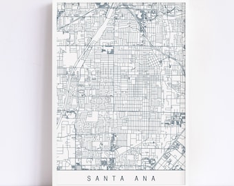 SANTA ANA CALIFORNIA Map - Customizable City Map, High Quality Giclee Print, Minimalist Art