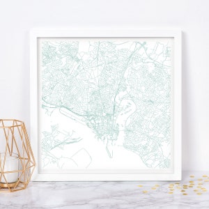 CARTE DE LA VILLE DE SOUTHAMPTON - affiche de carte fine art - impression de carte de Southampton plan de la ville minimaliste, décoration intemporelle, art mural classique, carte carrée