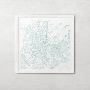 CARTE DE LA VILLE DE BELFAST - affiche de carte beaux-arts - impression de carte de Belfast, carte de la ville minimaliste, décoration intemporelle, art mural classique, carte carrée