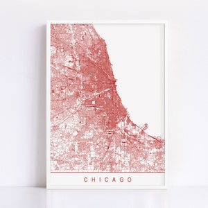 CHICAGO KARTE - Hochwertiger Giclée-Druck, minimalistischer Chicago Kunstdruck, anpassbarer Stadtplan