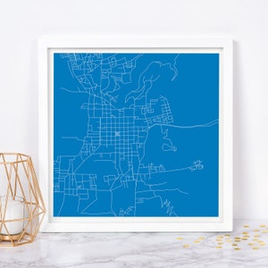 Póster del MAPA DE LA CIUDAD DE ANTIGUA, Guatemala: Mapa de la ciudad con arte lineal, mapa de carreteras de Antigua, diseño moderno, póster de cuadrícula urbana, mapa cuadrado