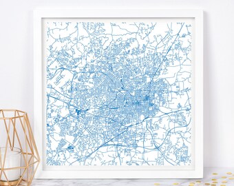 GREENSBORO CITY MAP - Fine Art Map Poster - Greensboror Map Print Minimalist City Map, Timeless Decor, Classic Wall Art, Square Map