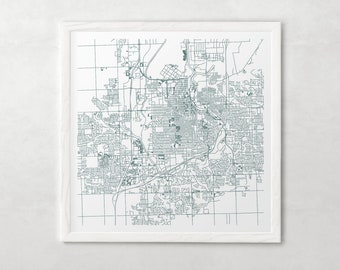 SIOUX FALLS City Map - Fine Art Poster - Sioux Falls, South Dakota Map Print, Timeless Decor, Classic Wall Art, Square Map