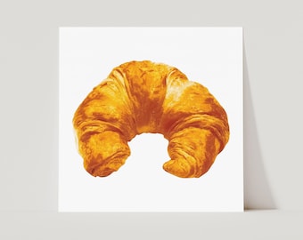 CROISSANT POP ART, Square Kitchen Poster, Fun Breakfast Nook Decor, Vibrant and Minimalist Wall Art, Unframed Print