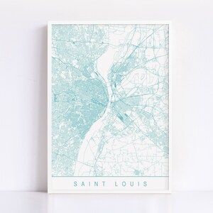CARTE DE SAINT LOUIS - Impression d'art minimaliste de Saint-Louis, plan de la ville personnalisable, impression jet d'encre de haute qualité, art de la carte moderne