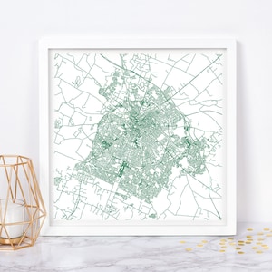 PLAN DE LA VILLE DE LEXINGTON - affiche de carte fine art - impression de carte de Lexington plan de la ville minimaliste, décoration intemporelle, art mural classique, carte carrée