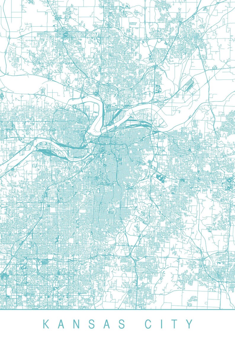 KANSAS CITY MAP High Quality Giclee Print Minimalist Kansas Etsy Canada
