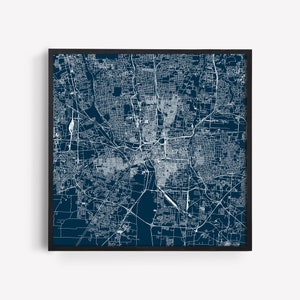 Carte de la ville de Columbus, impression dessin au trait carte de la ville, carte routière de Columbus, Ohio, États-Unis, carte de la ville minimaliste, art mural, design moderne, grille de la ville, affiche Ribba