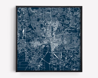 COLUMBUS CITY MAP Print Line Art City Map Road Map of Columbus Ohio U.S.A. Minimalist City Map Wall Art Modern Design City Grid Poster Ribba