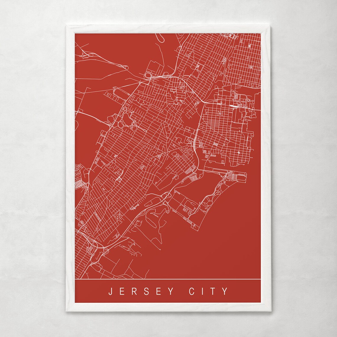 JERSEY CITY MAP Line Art City Map Road Map of Jersey City Etsy