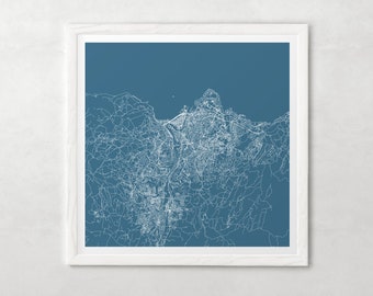 TRONDHEIM MAP PRINT - Modern Norway Norwegian Map Poster - Minimalist City Poster Urban City Grid Art Quality Giclee Print Line Art City Map