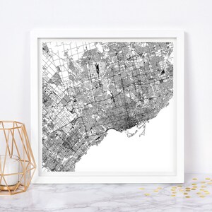 CARTE DE LA VILLE DE TORONTO - affiche de carte fine art - impression de carte de Toronto, carte de la ville minimaliste, décoration intemporelle, art mural classique, carte carrée