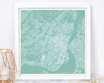 MAP OF MONTREAL - Map of Montreal - Modern Quebec Canada Map Poster - Minimalist City Poster, Urban City Grid Art, Quality Giclee, Square
