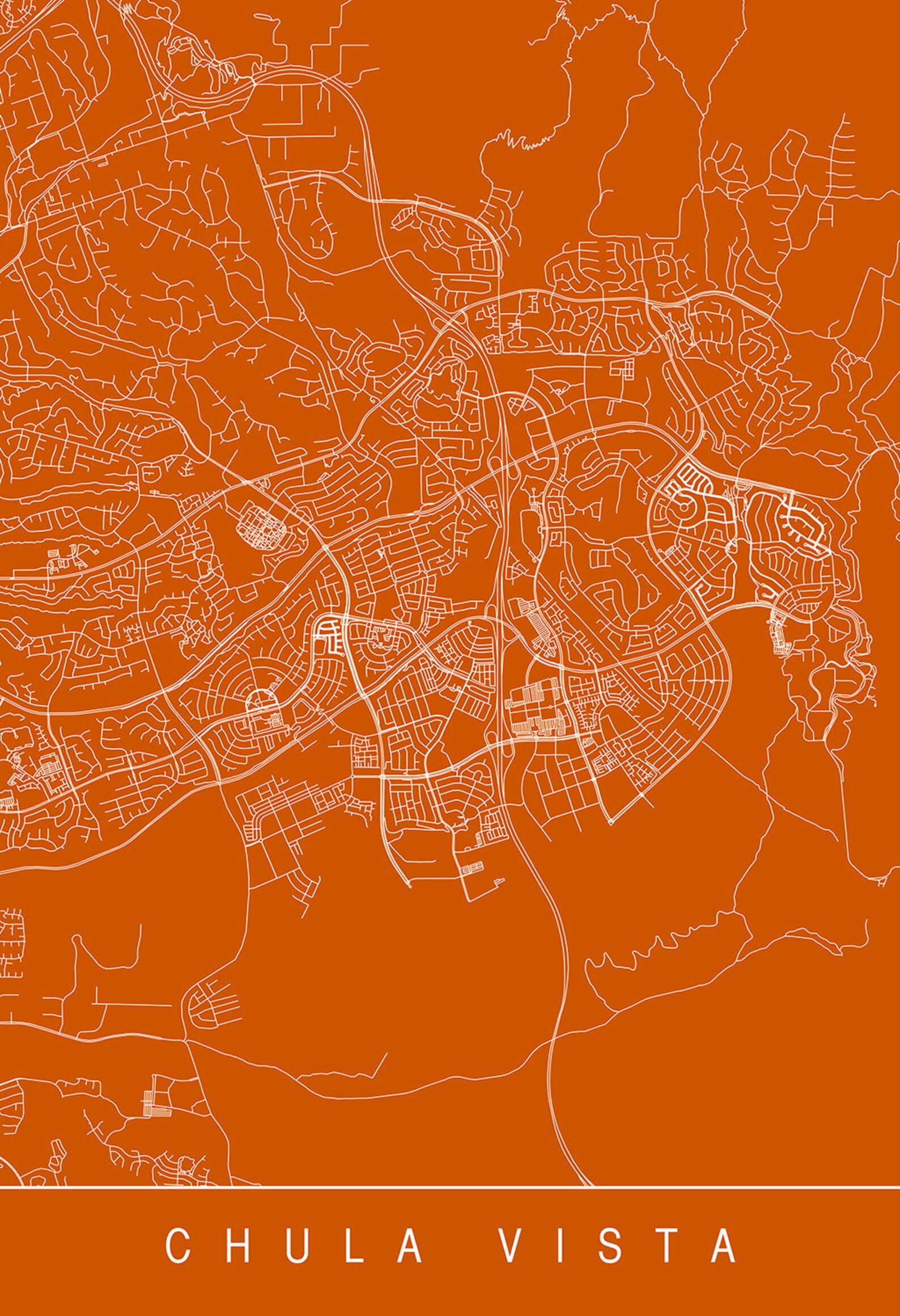 CHULA VISTA City MAP Line Art City Map Road Map of Chula Etsy Canada