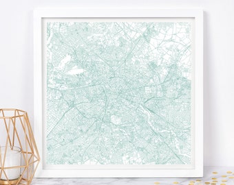 BERLIN CITY MAP - Fine Art Map Poster - Berlin Germany Map Print Minimalist City Map, Timeless Decor, Classic Wall Art, Square Map