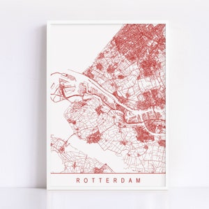 ROTTERDAM KARTE - Minimalistischer Rotterdam Kunstdruck, anpassbare Stadt Karte, hochwertiger Giclée-Druck, moderne Karten Kunst