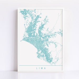 LIMA MAP - High Quality Giclee Print, Minimalist Lima Art Print, Customizable City Map