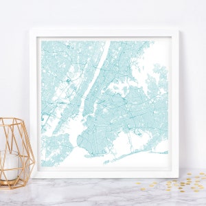 Carte de NEW YORK - affiche de carte fine art - impression de carte de la ville de New York plan de la ville minimaliste, décoration intemporelle, art mural classique, carte carrée