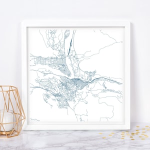 CARTE DE LA VILLE DE KAMLOOPS - affiche de carte artistique - carte de la ville de Kamloops en Colombie-Britannique, impression minimaliste, décoration intemporelle, art mural classique
