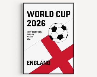 ENGLAND WORLD CUP 2026 Poster, Printable, Instant Digital Download, 300 dpi, Five sizes