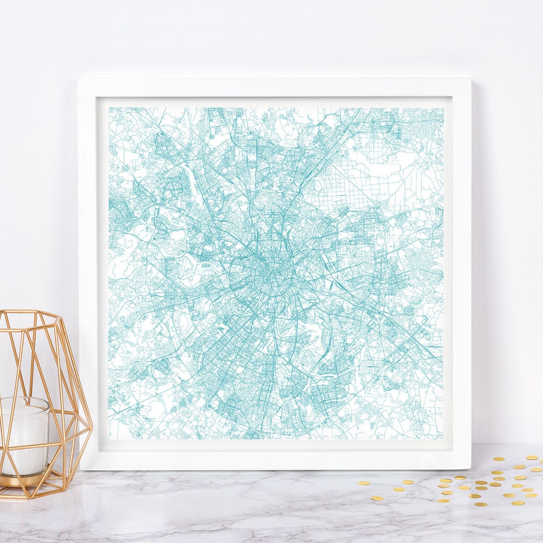 MOSCOW CITY MAP - Fine Art Map Poster - Moscow Map Print Minimalist ...