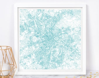 MOSCOW CITY MAP - Fine Art Map Poster - Moscow Map Print Minimalist City Map, Timeless Decor, Classic Wall Art, Square Map