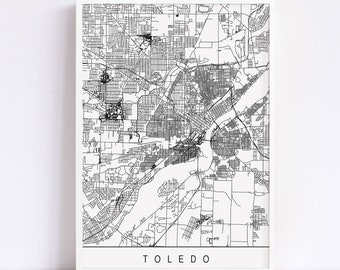 TOLEDO OHIO MAP - Customizable City Map, High Quality Giclee Print, Minimalist Art