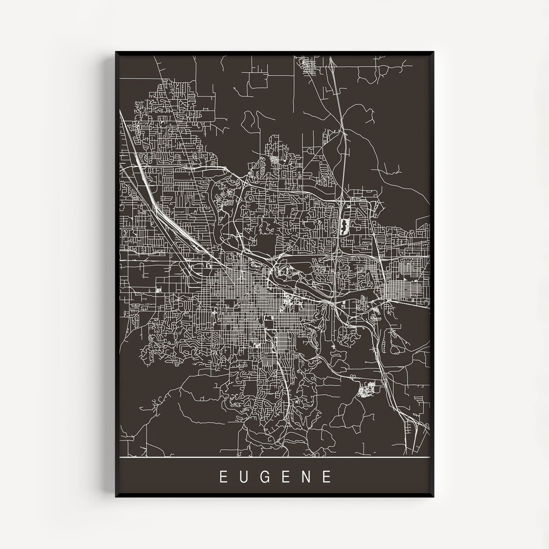 EUGENE MAP PRINT Customizable City Map Minimalist Eugene, Oregon Map ...