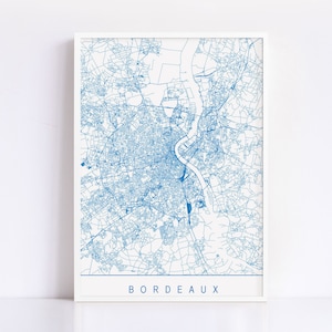 BORDEAUX KARTE - Hochwertiger Giclée-Druck, minimalistischer Bordeaux Kunstdruck, anpassbarer Stadtplan