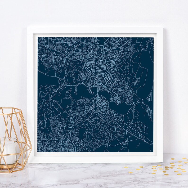 CANBERRA MAP PRINT Customizable Colors Canberra Wall Art Etsy