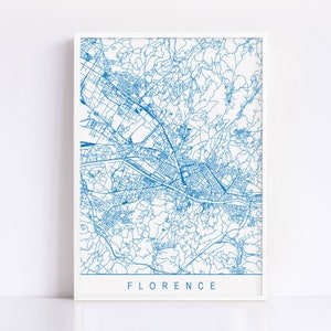 CARTE DE FLORENCE - Impression giclée de haute qualité, impression d'art Firenze Italia minimaliste, plan de la ville personnalisable