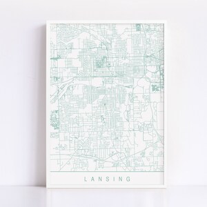 LANSING MICHIGAN MAP - Customizable City Map, High Quality Giclee Print, Minimalist Art