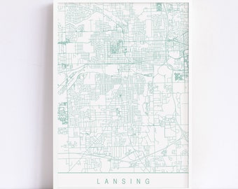 LANSING MICHIGAN MAP - Customizable City Map, High Quality Giclee Print, Minimalist Art