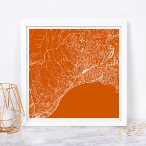 NICE KARTE DRUCK - Moderne Nizza Frankreich Französische Karte Poster - Minimalistisches Stadt Poster Urban City Grid Art Qualität Giclee Print Line Art City Map