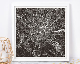 MILAN MAP Print - Modern Milano Italy Italia Map Poster - Minimalist City Poster Urban City Grid Art Quality Giclee Print Line Art City Map