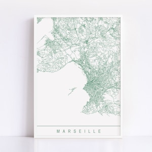 MARSEILLE KARTE - Hochwertiger Giclée-Druck, minimalistischer Marseille Kunstdruck, anpassbare Stadt Karte, moderne Karten Kunst