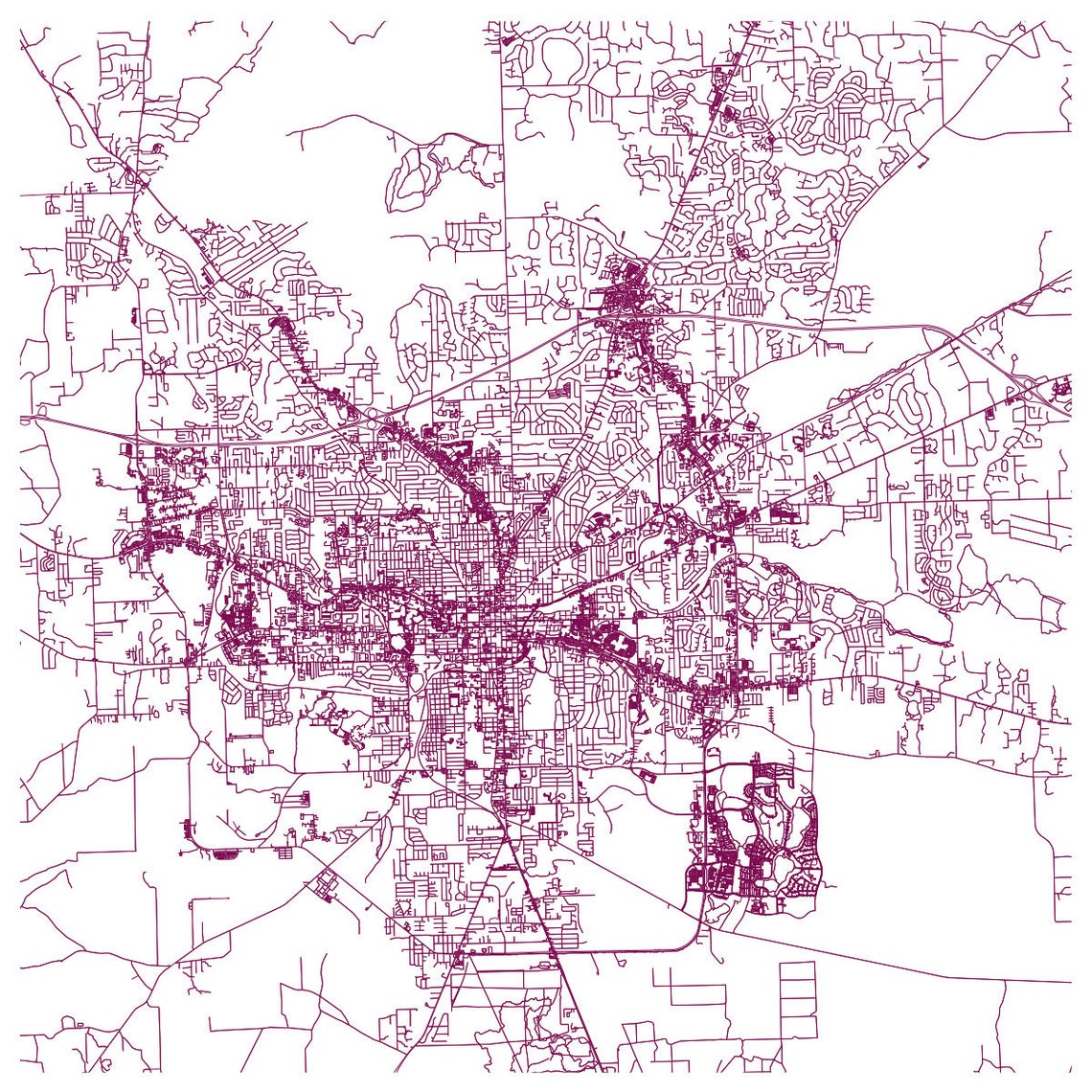 TALLAHASSEE CITY MAP Fine Art Poster Tallahassee Florida - Etsy