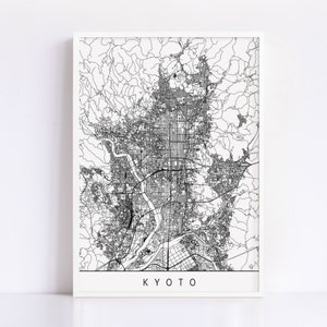 KYOTO KARTE - Hochwertiger Giclée-Druck, minimalistischer Kyoto Kunstdruck, anpassbarer Stadtplan