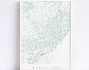 BARCELONA MAP - High Quality Giclee Print, Minimalist Barcelona Art Print, Customizable City Map