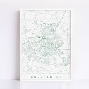 Carte de Colchester - impression jet d'encre de haute qualité, impression d'art Colchester minimaliste, plan de la ville personnalisable