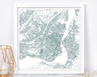 MONTREAL CITY MAP - Map of Montreal - Fine Art Map Poster, Montreal Canada Map Print Minimalist City Map Square Map Color Choice, Square Map