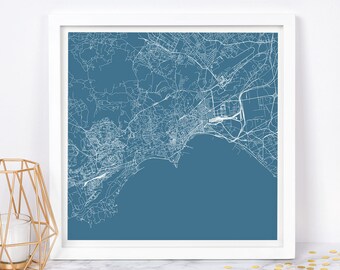 NAPLES MAP PRINT - Modern Napoli Italy Italia Map Poster - Minimalist City Poster Urban City Grid Art Quality Giclee Print Line Art City Map