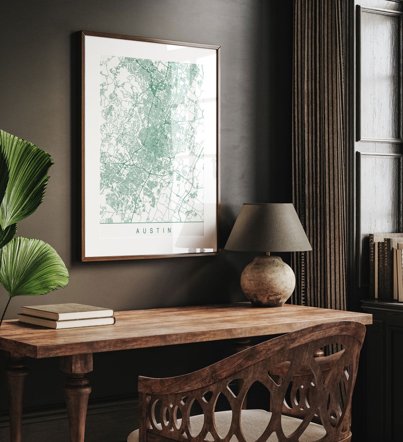 AUSTIN MAP - High Quality Giclee Print, Minimalist Austin Art Print ...