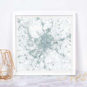 PLAN DE LA VILLE DE MADRID - affiche de carte fine art - impression carte Madrid Espagne plan de la ville minimaliste, décoration intemporelle, art mural classique, carte carrée