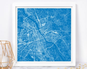 WARSAW MAP PRINT - Modern Warsaw Poland Map Poster - Minimalist City Poster Urban City Grid Art Quality Giclee Print Line Art City Map