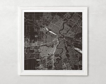 WINNIPEG MAP PRINT - Modern Manitoba Canada Map Poster - Minimalist City Poster Urban City Grid Art Quality Giclee Print Line Art City Map