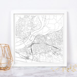 CARTE DE LA VILLE D'AVIGNON - affiche de carte fine art - impression de carte d'Avignon, carte de la ville minimaliste, décoration intemporelle, art mural classique, carte carrée