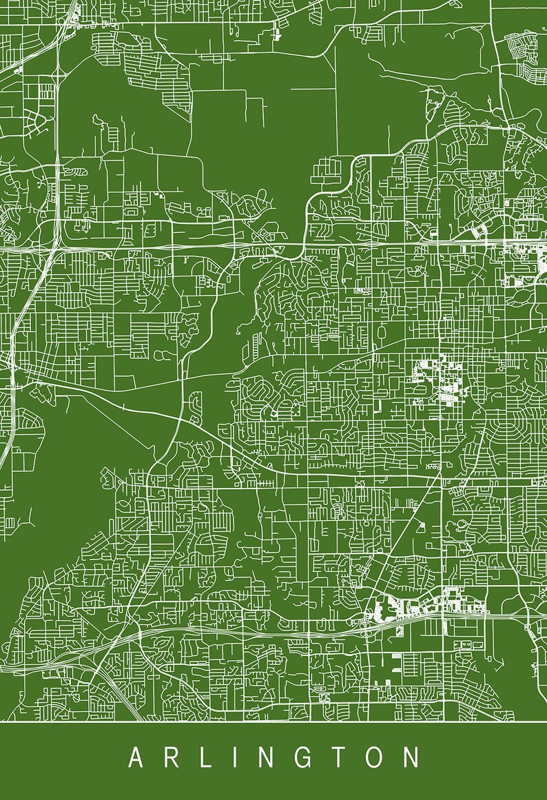 ARLINGTON CITY MAP Line Art City Map Road Map of | Etsy
