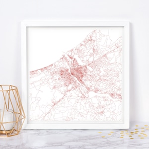 CARTE DE LA VILLE DE RIGA - affiche de carte fine art - impression de carte de Riga, Lettonie, carte de la ville minimaliste, décoration intemporelle, art mural classique, carte carrée